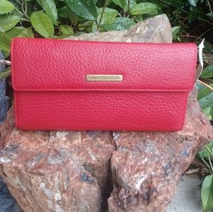 VIA SPAGA RED LEATHER CLUTCH CHECKBOOK WALLET NWT